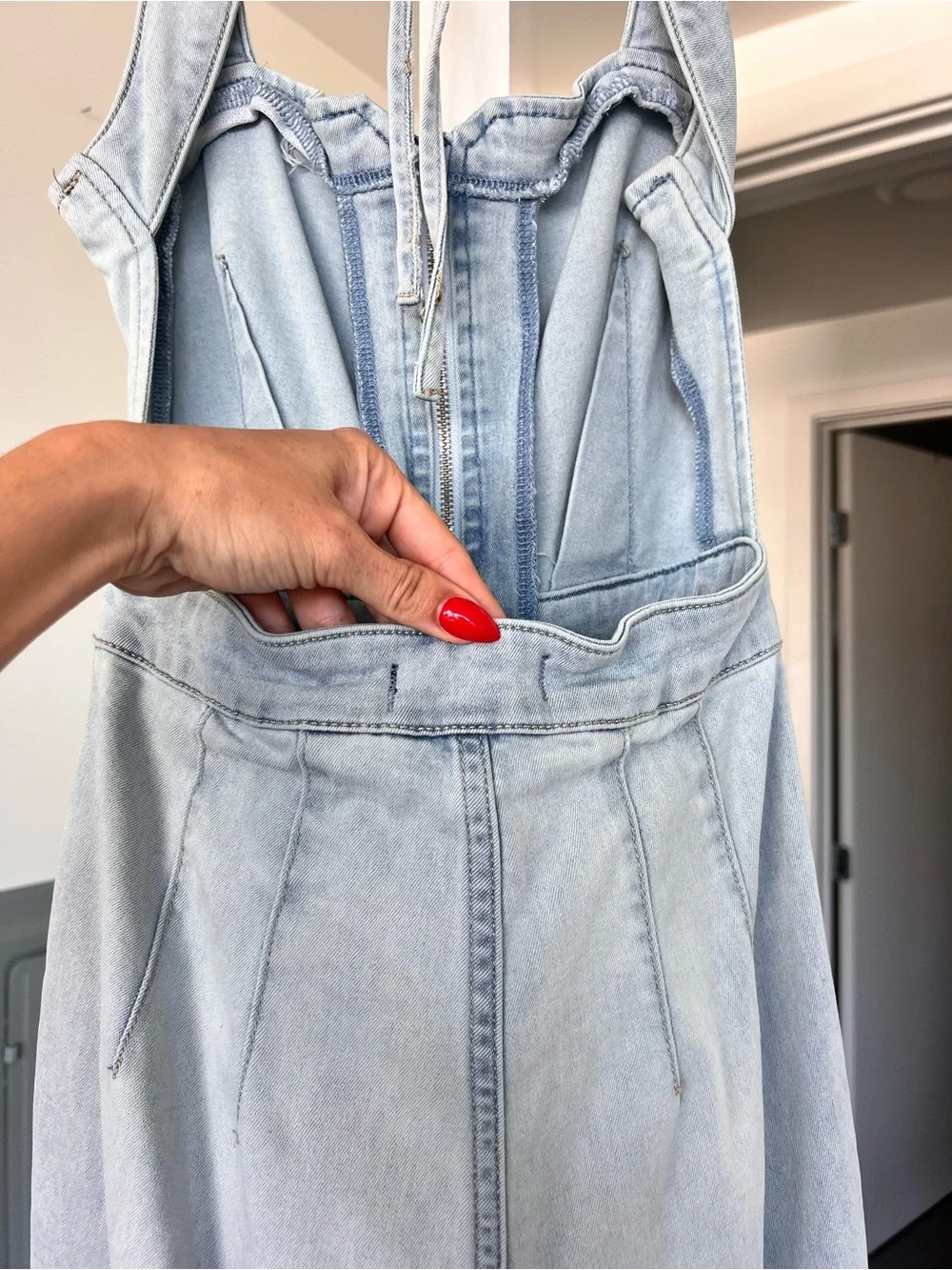 We The Free by Free People 2nd Ave Denim Jumpsuit Light Blue Size 0